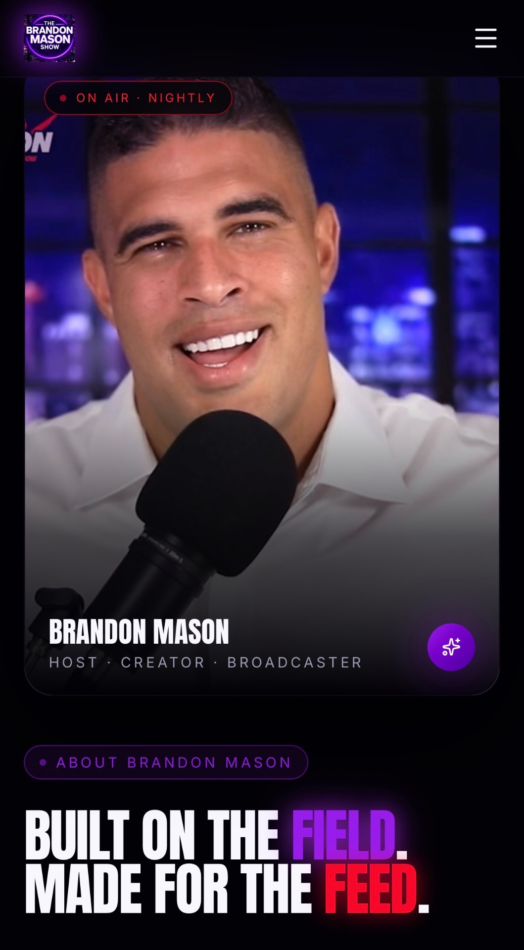 Brandon Mason on The Brandon Mason Show — live studio setup